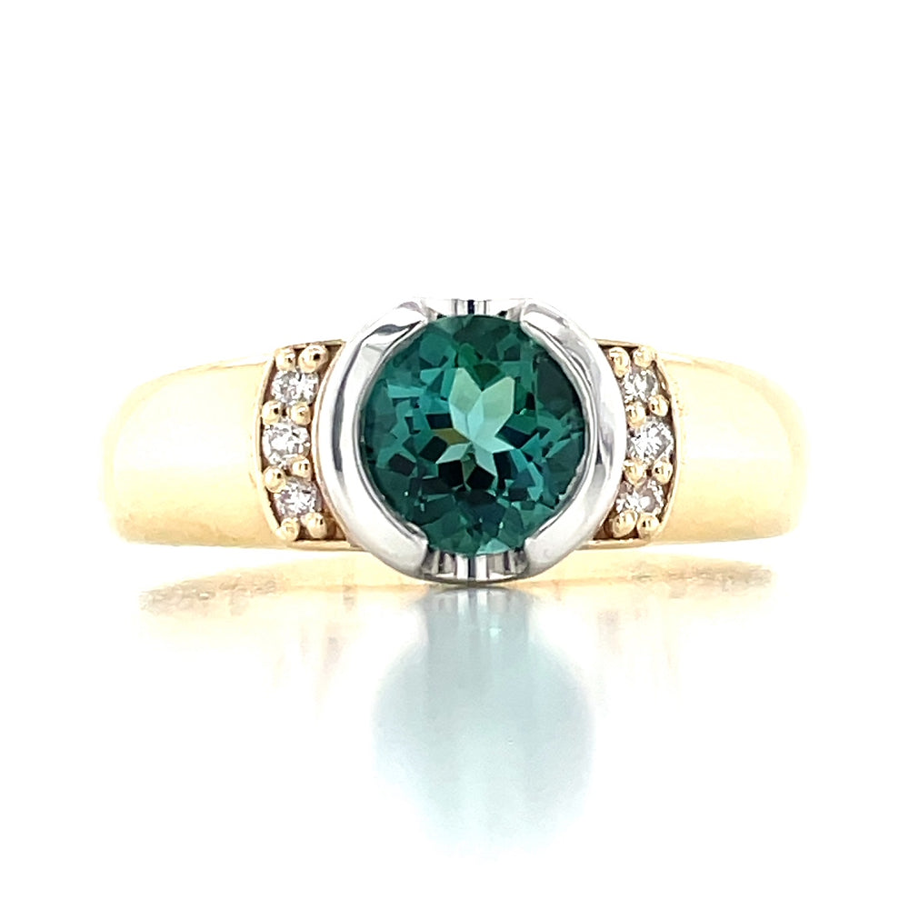 'Laken' 9k B/Tn 0.85ct Green Tourmaline & Diamonds Ring