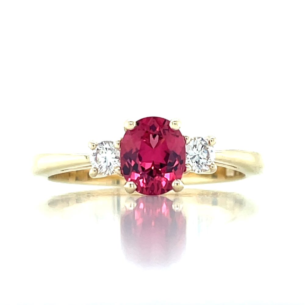 'Scarlet' 9k Yellow Gold 0.84ct Red Spinel & Diamonds Ring