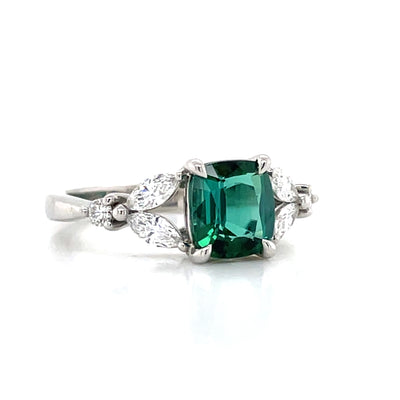 'Kirrily' Platinum Green Tourmaline & Diamonds Ring