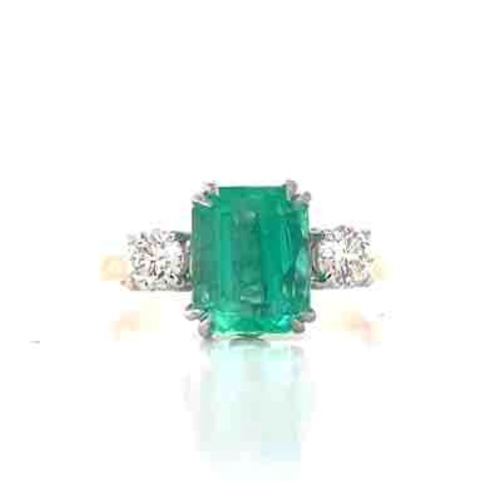 18K B/Tn 2.63ct Emerald & Diamond Ring