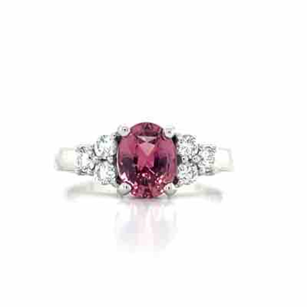 Platinum 1.71ct Padparadscha Sapphire & 6=0.40ct FG SI Diamonds Ring
