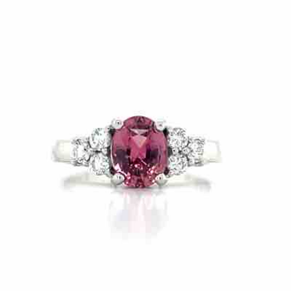 'Oriane' Platinum 1.71ct Padparadscha Sapphire & Diamonds Ring