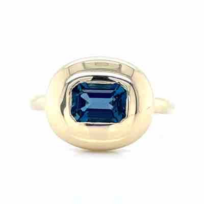 9K Yellow Gold 1.06ct EC London Blue Topaz Bubble Ring