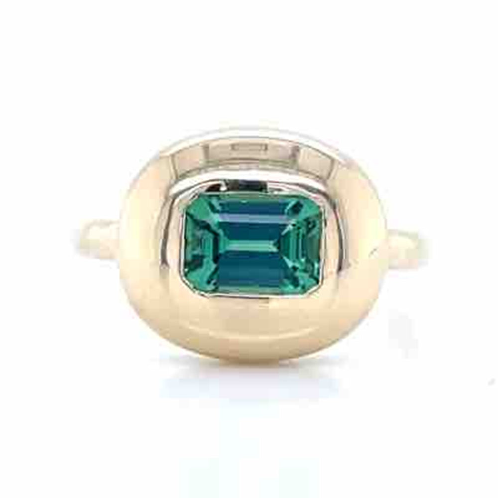 9K Yellow Gold 0.99ct EC Green Tourmaline Bubble Ring