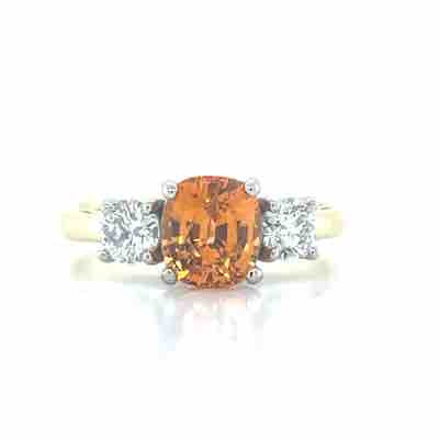 'Elio' Platinum 1.87ct Spessartite Garnet & Diamonds Ring
