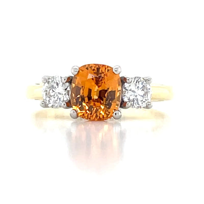 'Elio' Platinum 1.87ct Spessartite Garnet & Diamonds Ring
