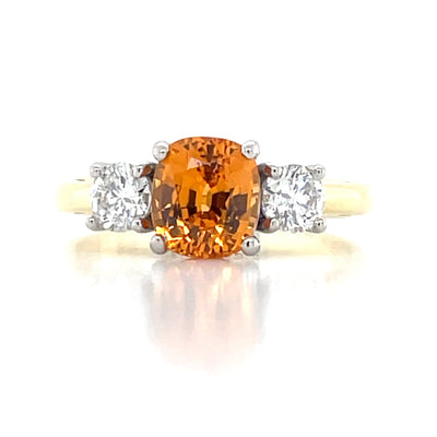 'Elio' Platinum 1.87ct Spessartite Garnet & Diamonds Ring