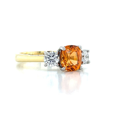 'Elio' Platinum 1.87ct Spessartite Garnet & Diamonds Ring