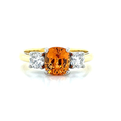 'Elio' Platinum 1.87ct Spessartite Garnet & Diamonds Ring