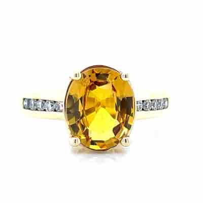 18K Yellow Gold Yellow Sapphire & Diamonds Ring