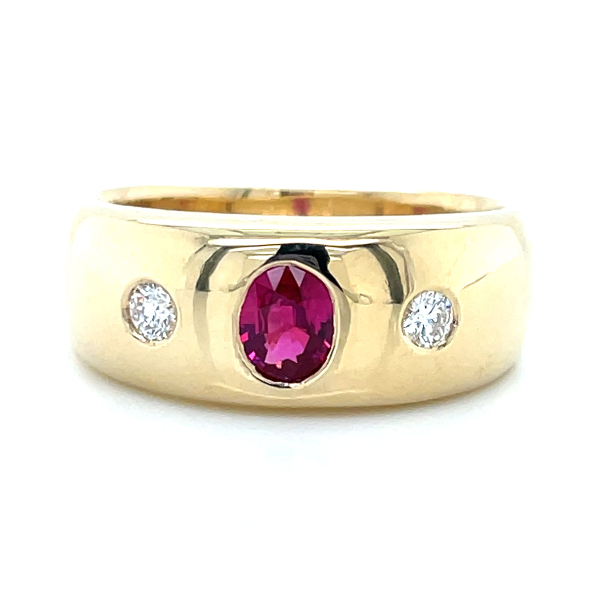 9k Yellow Gold 0.48ct Ruby & 2=0.14ct FG SI Diamonds Ring