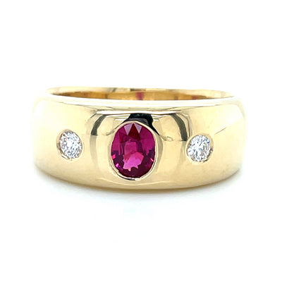 9k Yellow Gold 0.48ct Ruby & 2=0.14ct FG SI Diamonds Ring