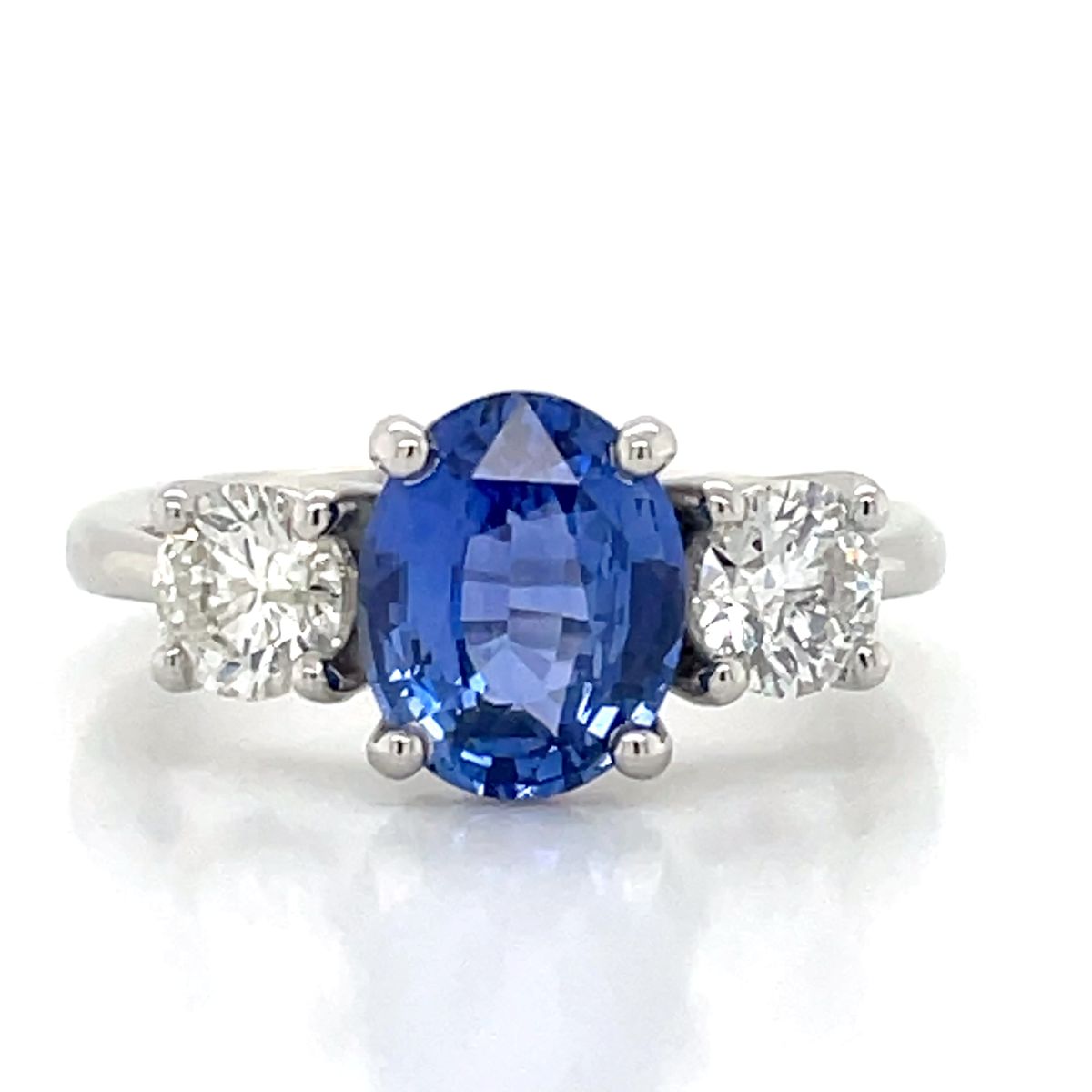 'Shiraan' Platinum 2.56ct Oval Blue Sapphire & 2=1.00ct H I1-2 Diamonds Ring