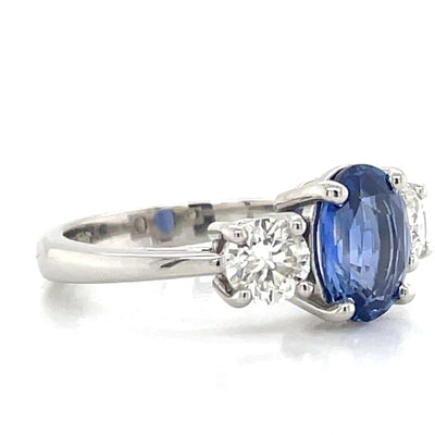 'Shiraan' Platinum 2.56ct Oval Blue Sapphire & 2=1.00ct H I1-2 Diamonds Ring