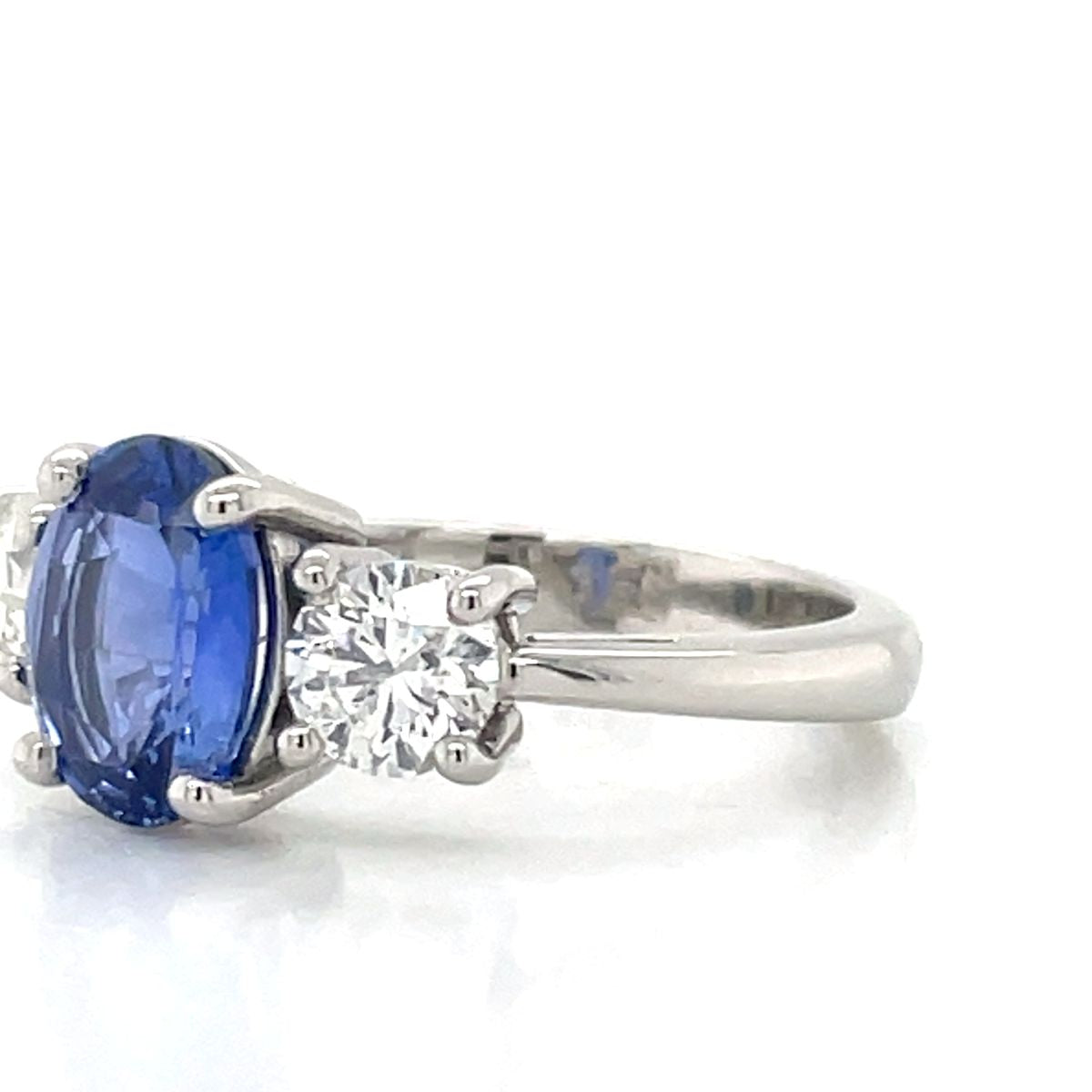 'Shiraan' Platinum 2.56ct Oval Blue Sapphire & 2=1.00ct H I1-2 Diamonds Ring