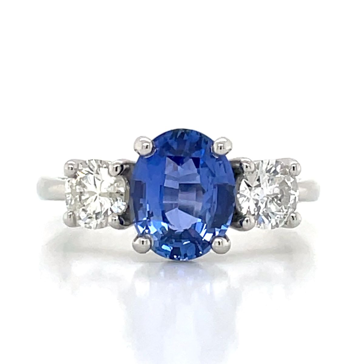 'Shiraan' Platinum 2.56ct Oval Blue Sapphire & 2=1.00ct H I1-2 Diamonds Ring