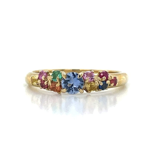 9k Yellow Gold 0.65ct Multi Colour Sapphires Ring