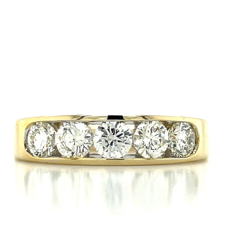 9k Yellow Gold 1ct Diamonds Channel Ring