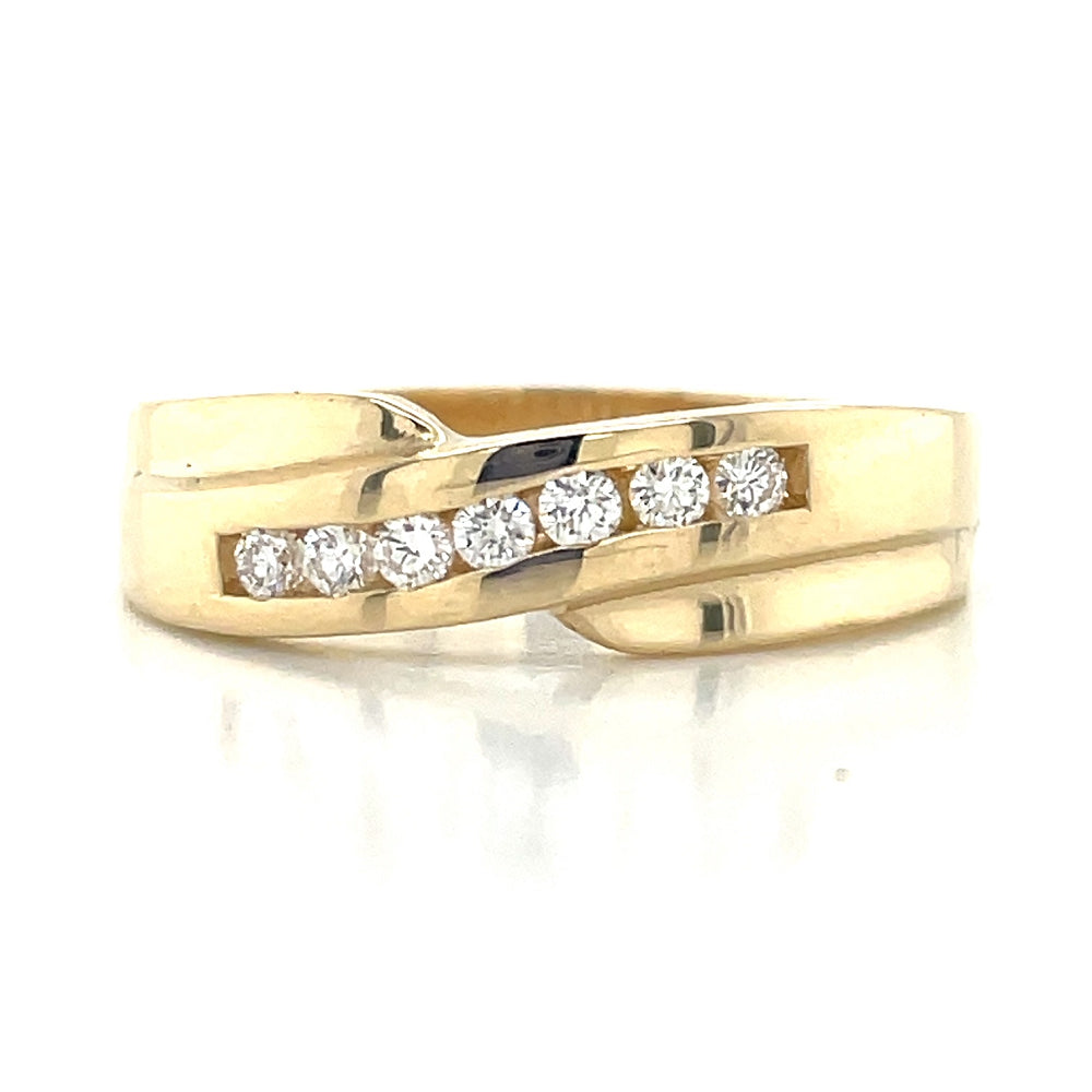9k Yellow Gold Diamonds Channel Crossover Ring john-franich-jewellers-nz