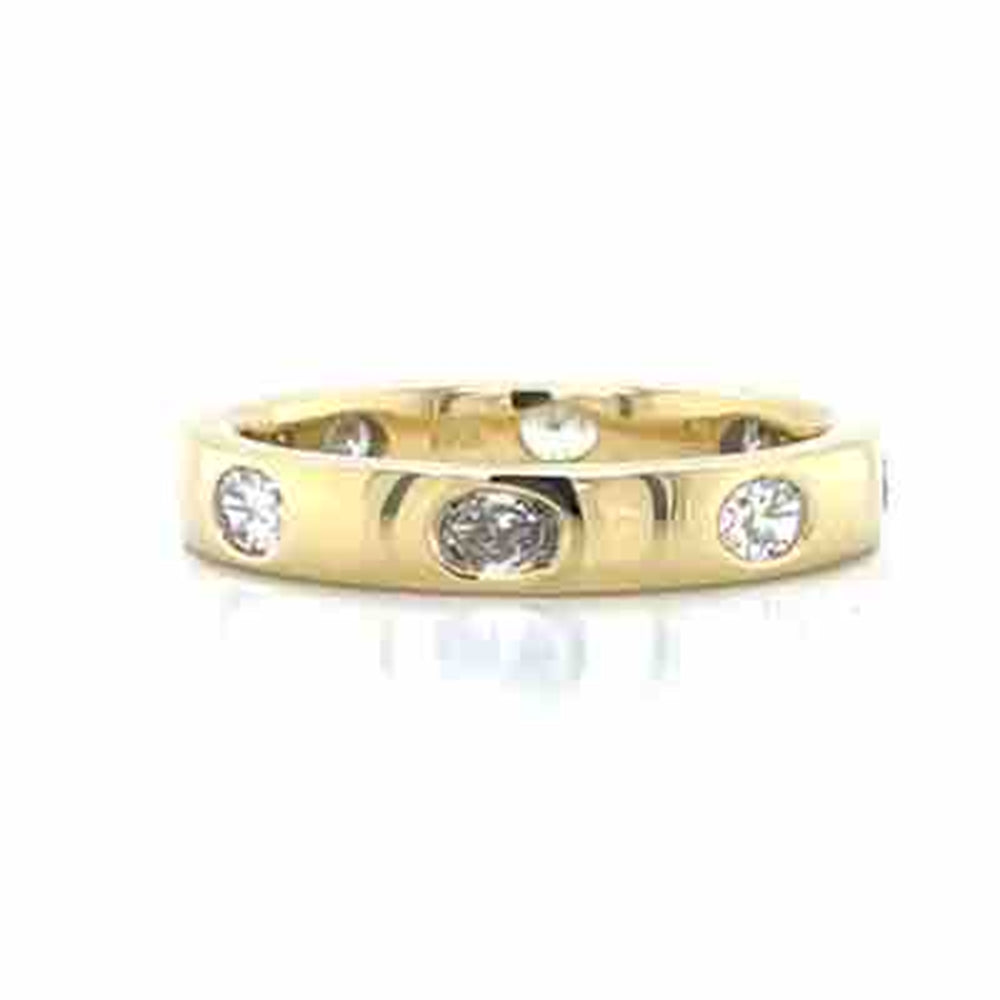 18k Yellow Gold Oval Diamonds Band Ring