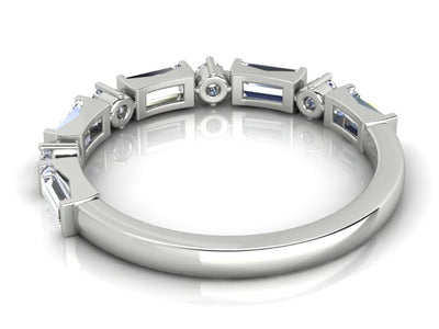 18k White Gold Baguette & Round Diamonds Ring
