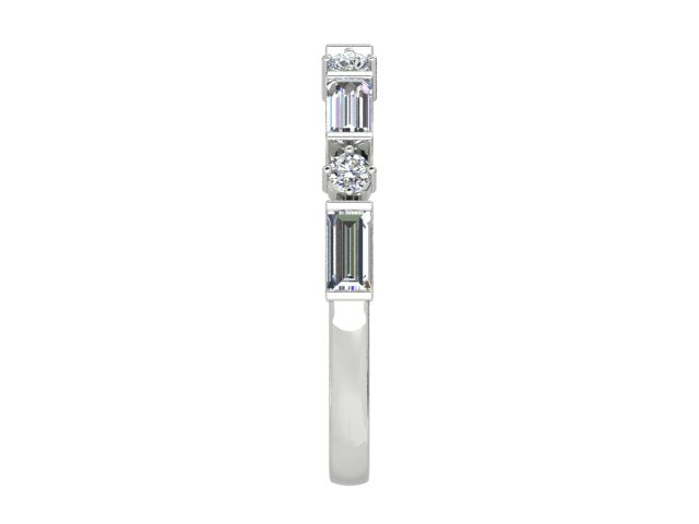 18k White Gold Baguette & Round Diamonds Ring