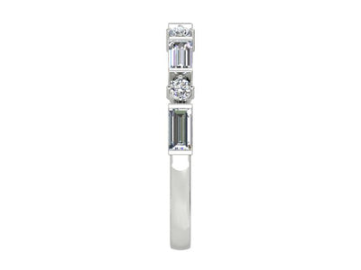 18k White Gold Baguette & Round Diamonds Ring