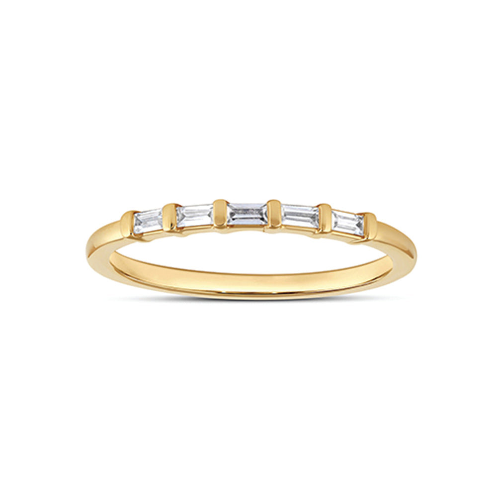 9k Yellow Gold 5=0.14ct GH SI Baguette Diamonds Ring
