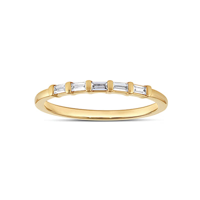 9k Yellow Gold 5=0.14ct GH SI Baguette Diamonds Ring