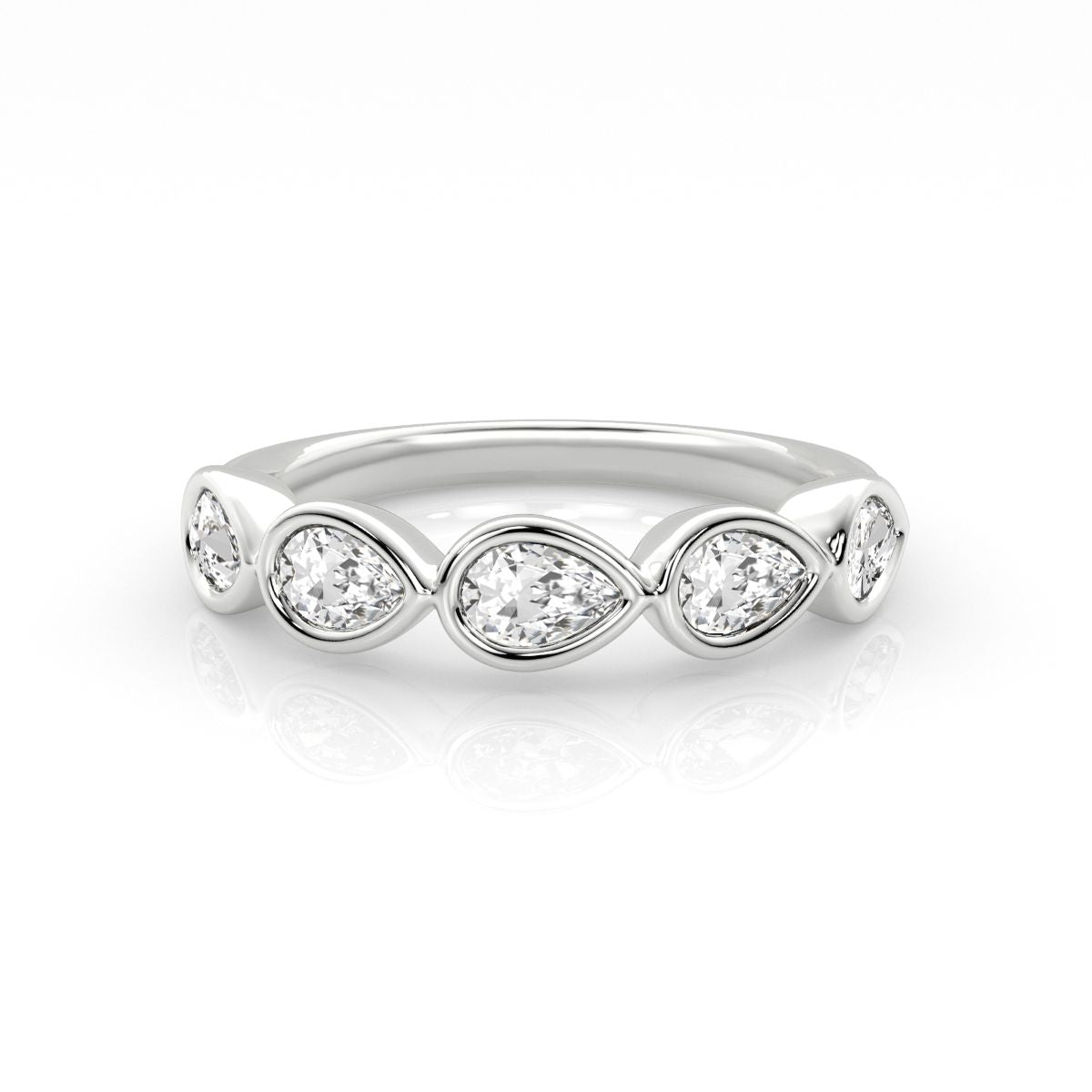 9k White Gold 5=0.80ct EF/VS Lab Grown Pear Diamonds Ring