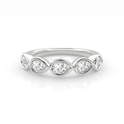 9k White Gold 5=0.80ct EF/VS Lab Grown Pear Diamonds Ring