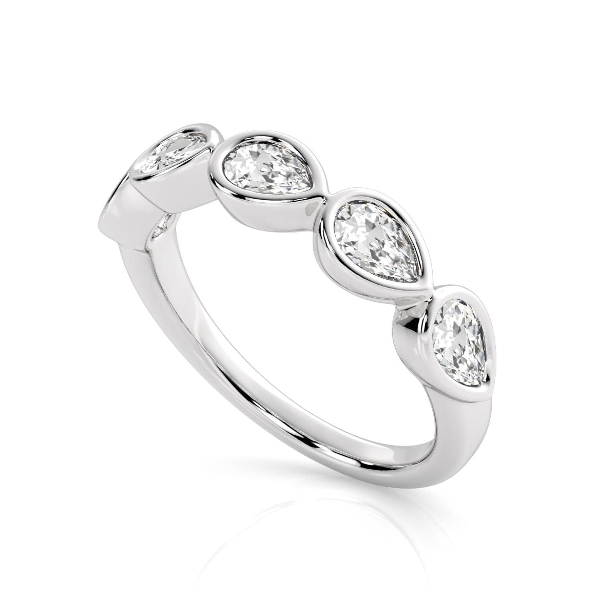 9k White Gold 5=0.80ct EF/VS Lab Grown Pear Diamonds Ring