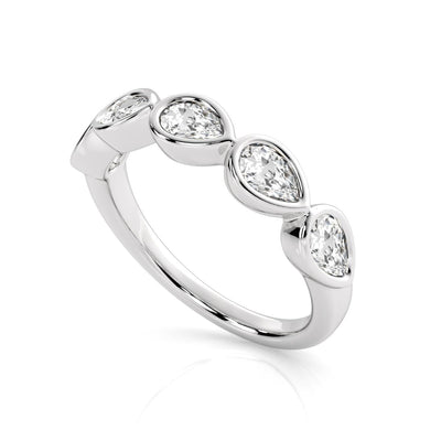 9k White Gold 5=0.80ct EF/VS Lab Grown Pear Diamonds Ring
