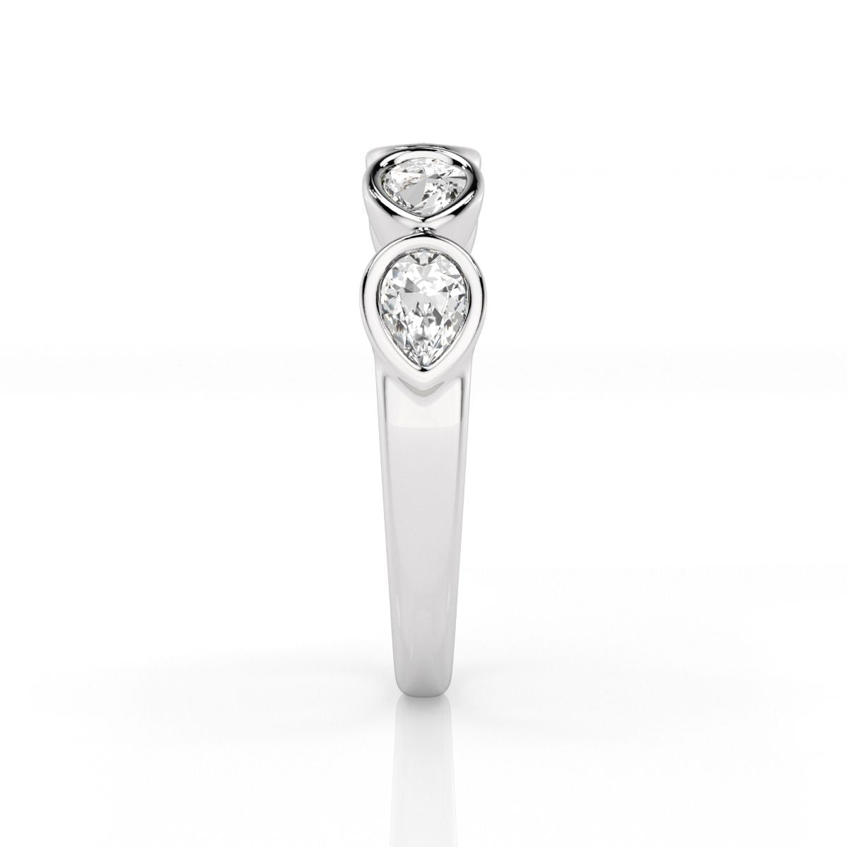 9k White Gold 5=0.80ct EF/VS Lab Grown Pear Diamonds Ring