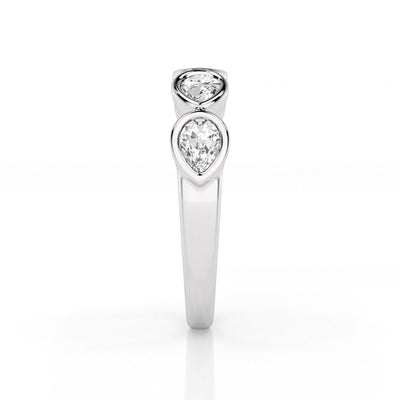 9k White Gold 5=0.80ct EF/VS Lab Grown Pear Diamonds Ring