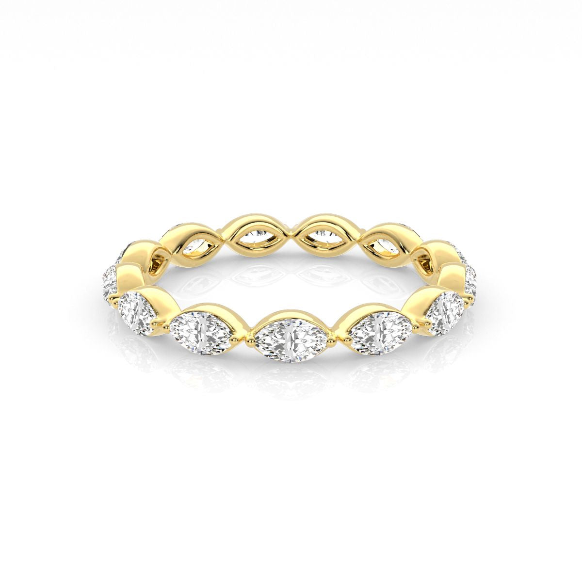9k Yellow Gold 13=0.78ct EF/VS Lab Grown Marquise Diamonds Ring