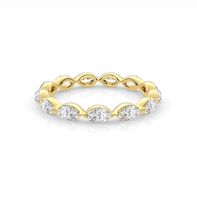 9k Yellow Gold 13=0.78ct EF/VS Lab Grown Marquise Diamonds Ring