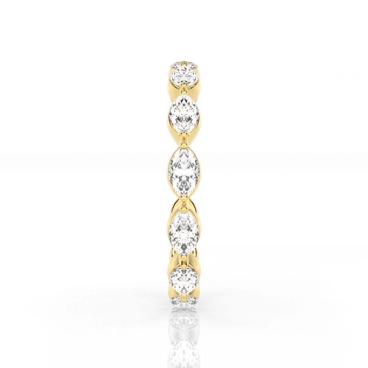 9k Yellow Gold 13=0.78ct EF/VS Lab Grown Marquise Diamonds Ring