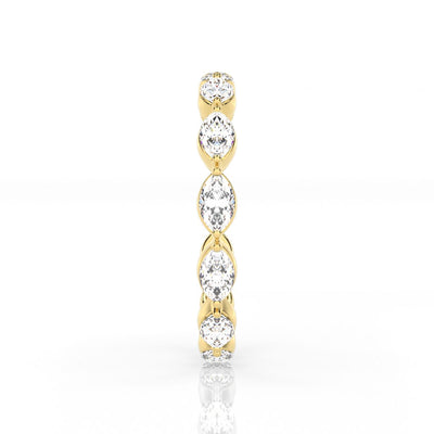 9k Yellow Gold 13=0.78ct EF/VS Lab Grown Marquise Diamonds Ring