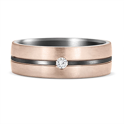 Dora 9K Rose Gold & Tantalum Diamond Band Ring john-franich-jewellers-nz