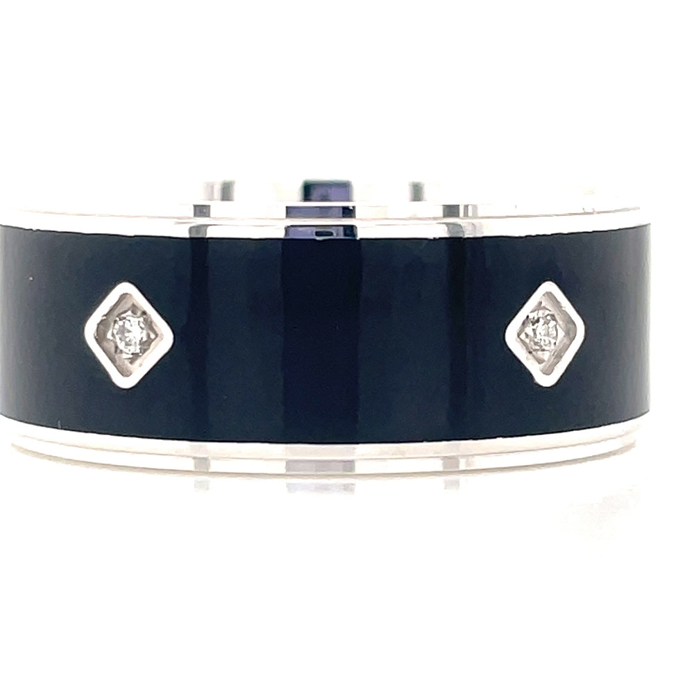 Dora 9K White Gold BlackCeramic & Diamond Ring john-franich-jewellers-nz