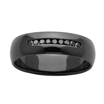 Black Zirconium & Diamonds Band Ring