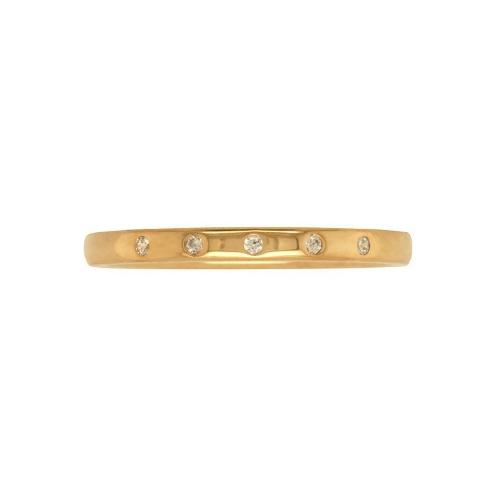 9K Yellow Gold 5x0.1ct Diamond Band Ring