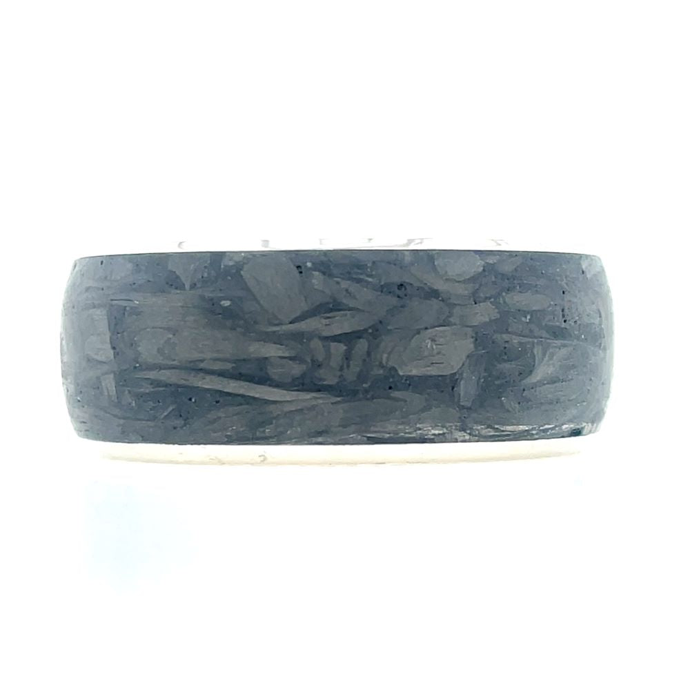 Dora Stg Silver & Forged Carbon Wedding Ring