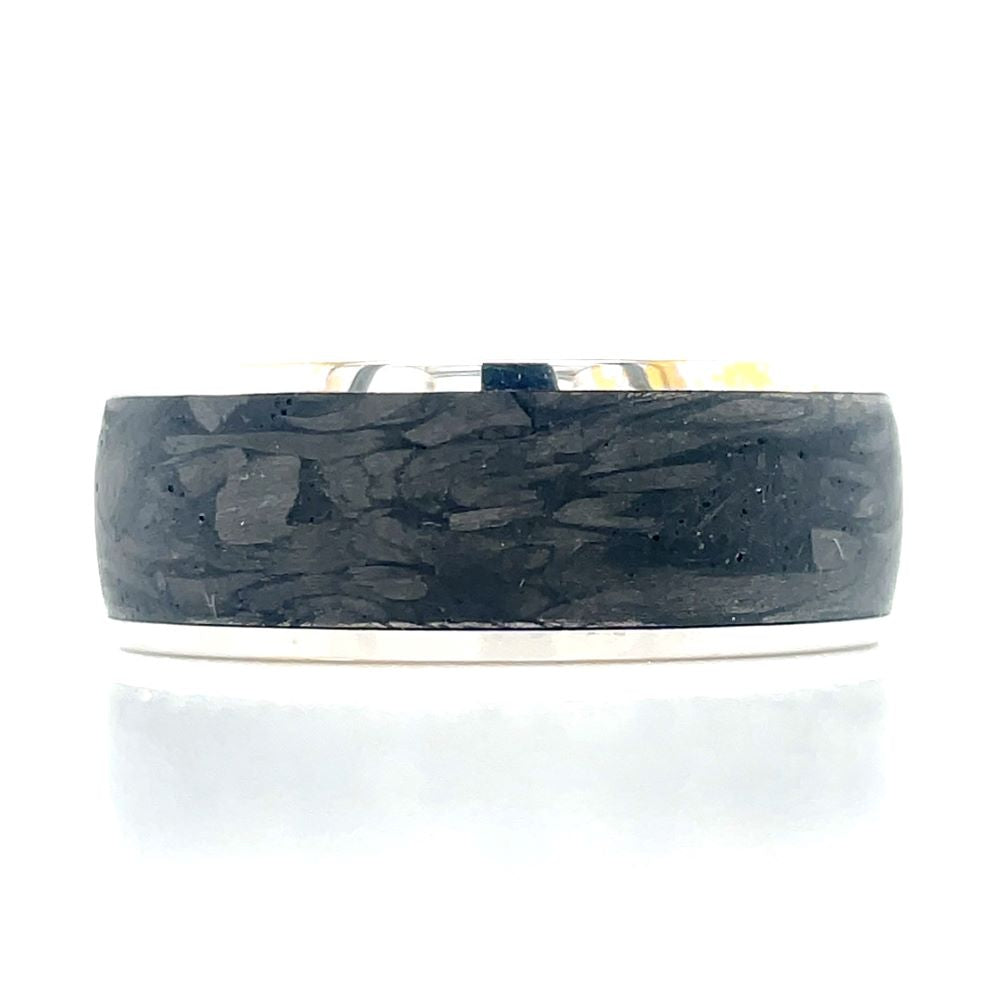 Dora Stg Silver & Forged Carbon Wedding Ring