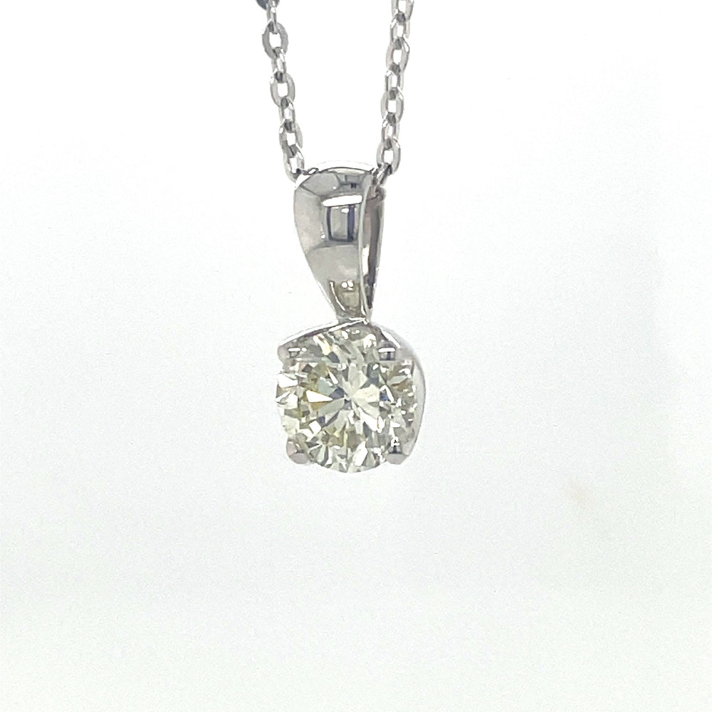 18k White Gold 1ct Solitaire Diamond Pendant john-franich-jewellers-nz