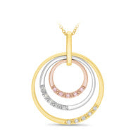 9k Trigold Diamonds & Light Pink Diamonds Circle Pendant