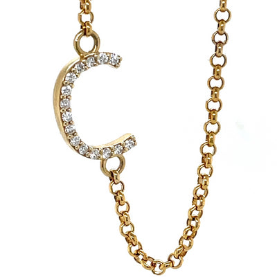 9k Yellow Gold Diamonds Letter C Belcher Necklace