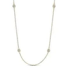 9k Yellow Gold 7=0.30ct Diamonds Necklace
