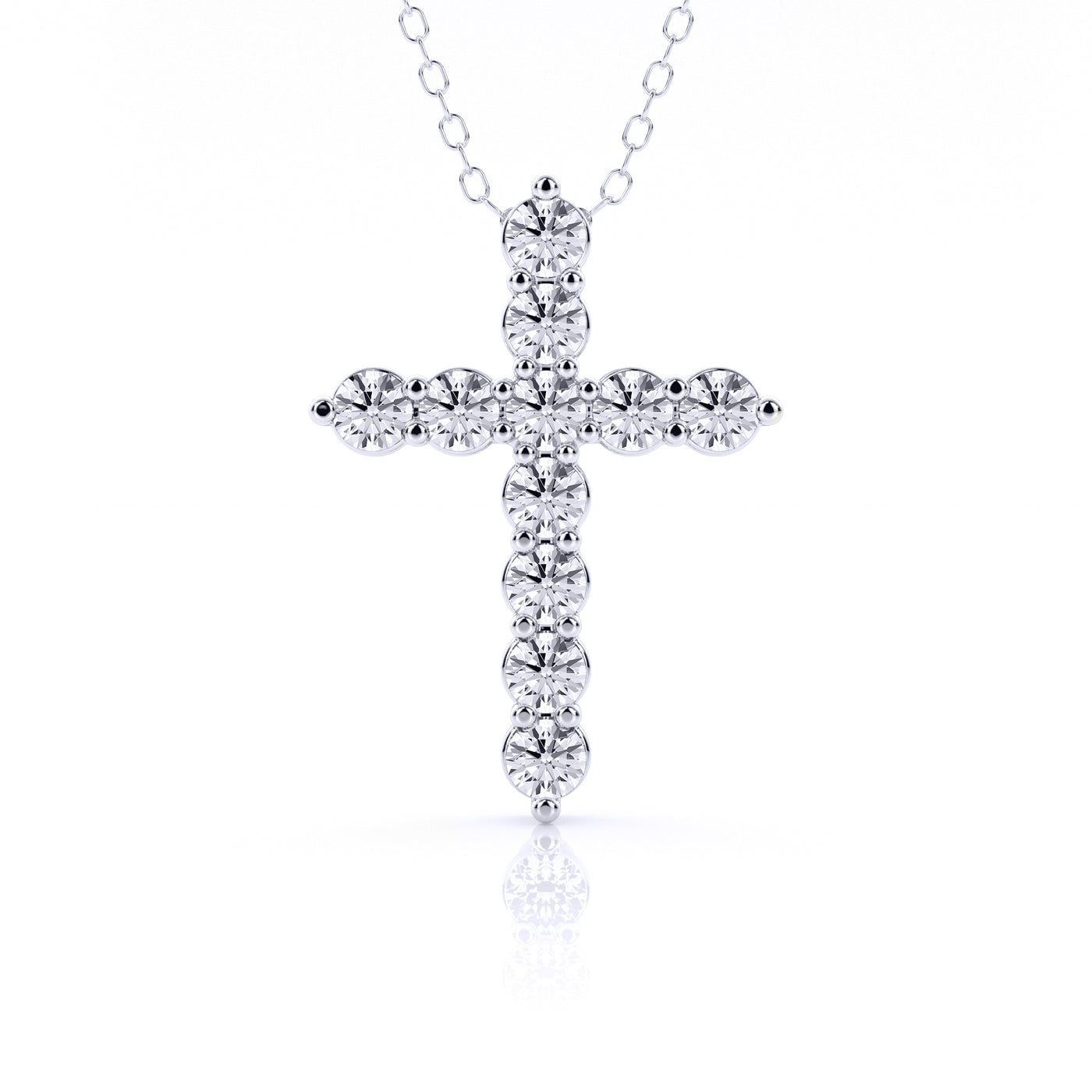 9k White Gold Lab Grown Diamond Cross Pendant & Chain